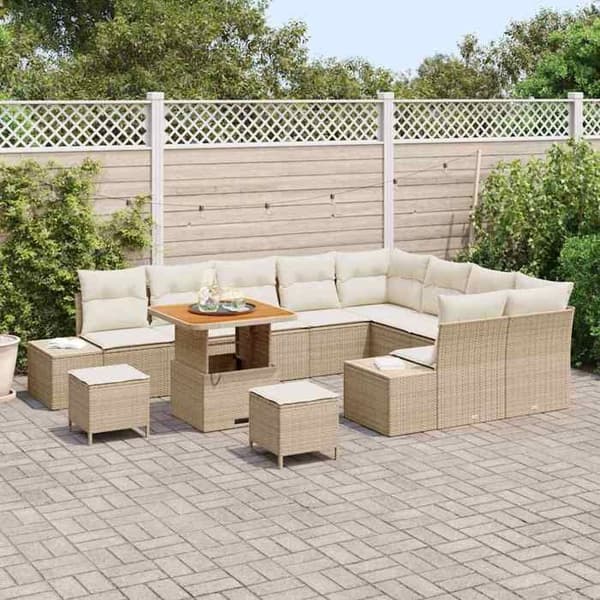 Maison Exclusive - 12 osan puutarhakalustesarja 11 paikkaa Beige Polyrottinki