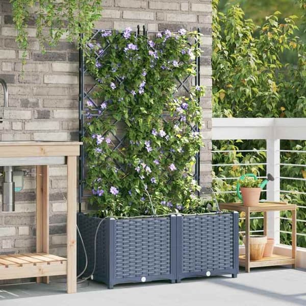 Jardinière - EXKLUSIVT HEM - 80x40x142 cm - Grå - PP - Pack 2 stycken Grå