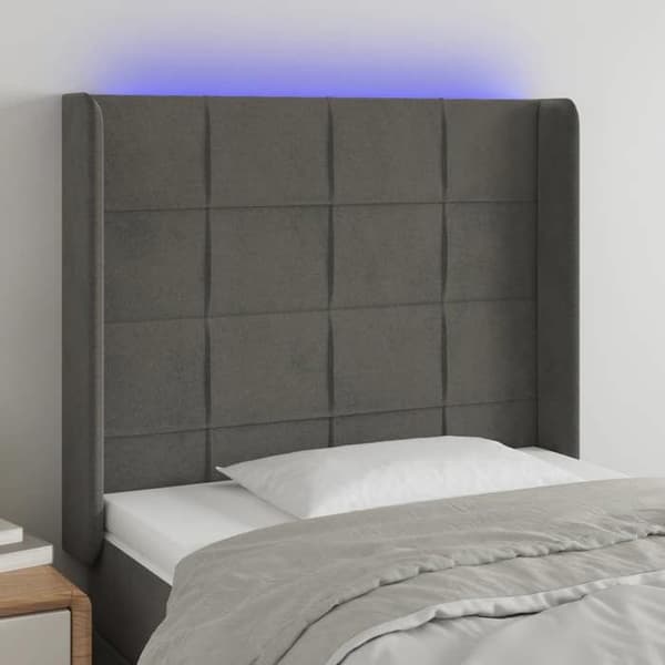 Maison Exclusive - LED Hovedgærde Mørkegrå 103x16x118/128 cm Velour mörkgrå