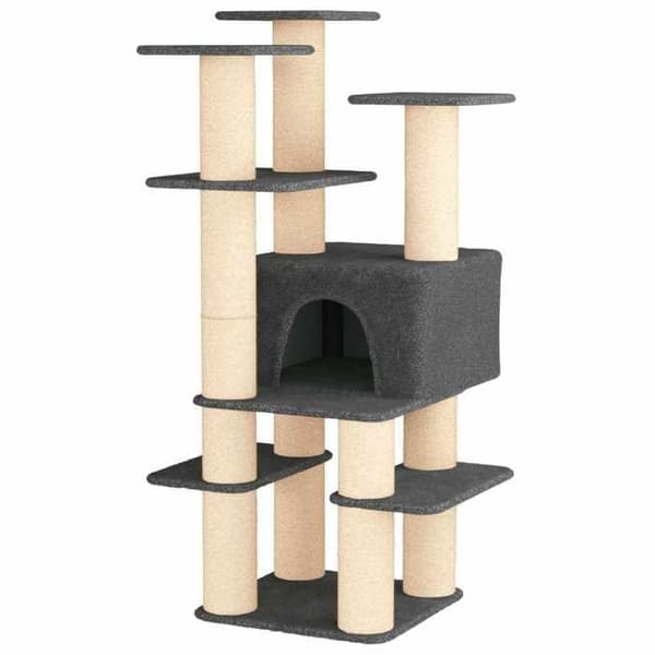 Maison Exclusive - Kattträd med sisal klöspålar Mörkgrå 161 cm