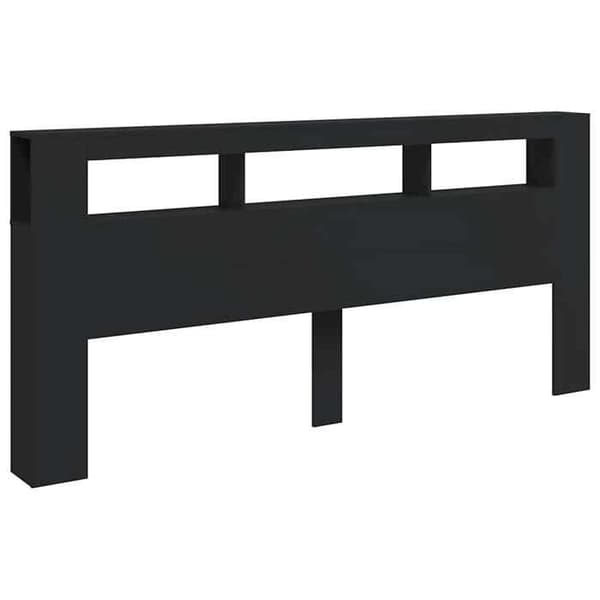 Maison Exclusive - LED-hovedgærde sort 220x18,5x103,5 cm ingeniørtræ