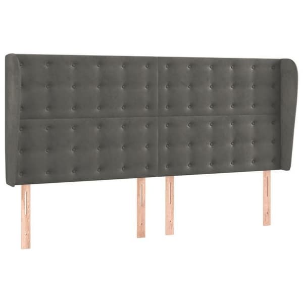 Maison Exclusive - Päätylevy korvilla Tummanharmaa 163x23x118/128 cm Sametti Mörkgrå