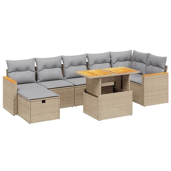 Maison Exclusive - Trädgårdsmöbler med kuddar 8 delar beige flätad resin