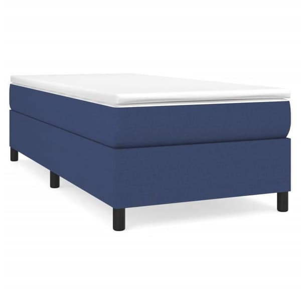 Maison Exclusive - Sengebund med lameller og madras Blå 80x200 cm Stof