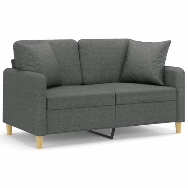 Maison Exclusive - Soffa 2 platser med mörkgrå kuddar 120 cm tyg Mörkgrå