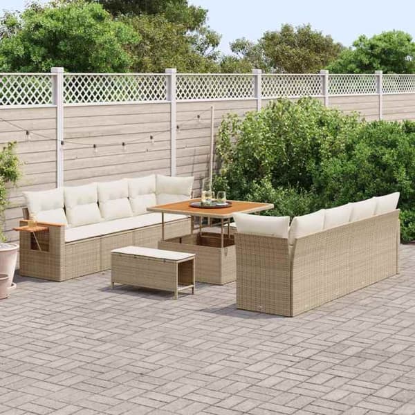 Maison Exclusive - 11 osan beige polyrottinkinen puutarhakalustesetti