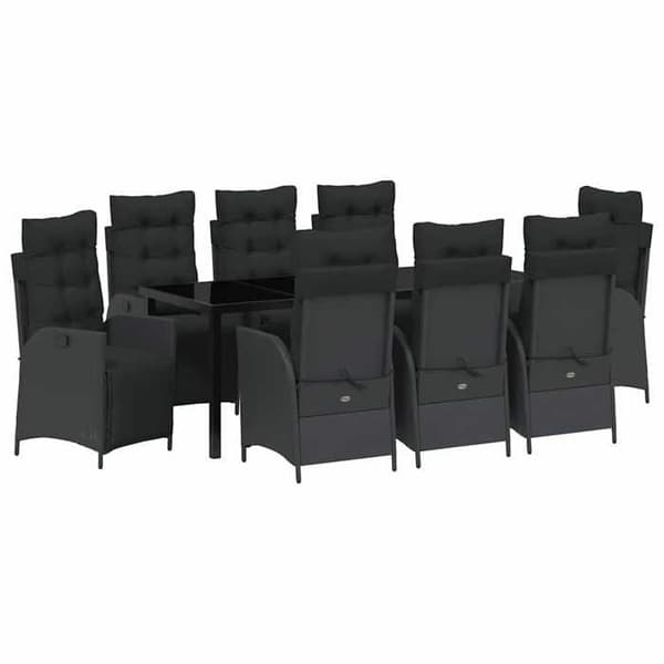 Maison Exclusive - 9 pc have spisebordssæt i sort polyrotin Svart