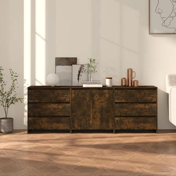 Maison Exclusive - Bufféer 3 st Rökt ek Ingenjörsträ