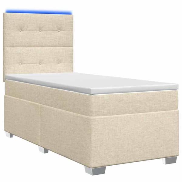 Maison Exclusive - Boxspring säng med madrass Crème 100 x 200 cm Tyg Grädde