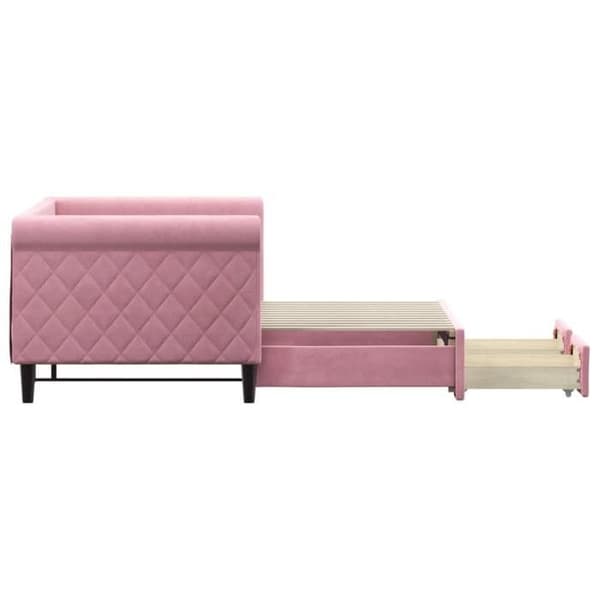 Päivävuode - EXCLUSIVE KOTI - 80x200 cm - Daybed - 2 laatikkoa - Vaaleanpunainen sametti Ros