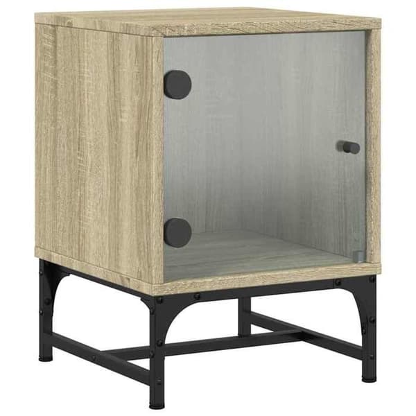 Maison Exclusive - Natborde og glasdøre 2 stk. egetræ sonoma 35x37x50cm