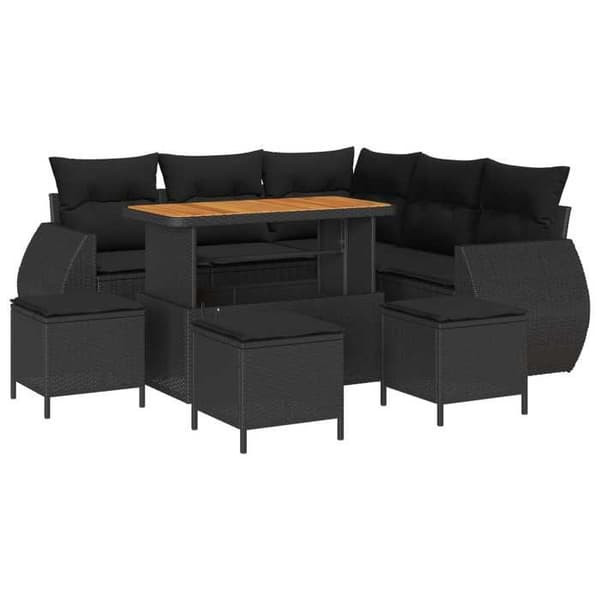 Lounge-soffor - MAISON EXCLUSIVE - 9-delars set - Svart - Hållbar poly-rattan - Modulär, justerbart bord Svart