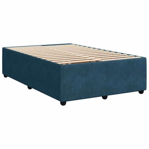 Maison Exclusive - Sängram med lameller och mörkblå sängmatta 120x190cm sammet