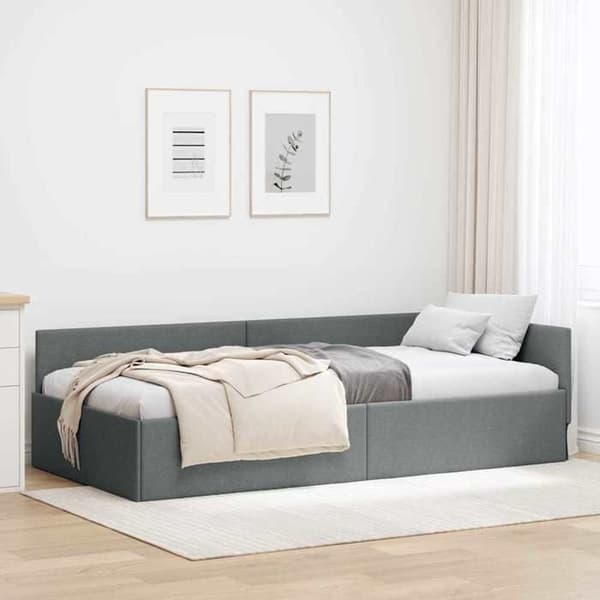 Maison Exclusive - Mörkgrå hörnsängram 90 cm x 190 cm tyg