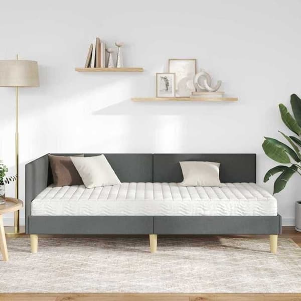 Maison Exclusive - Hörnsängram med madrass 2 st Mörkgrå 90 x 190 cm Mörkgrå