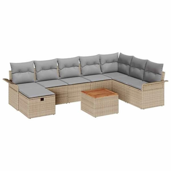 Trädgårdsmöbelset - EXKLUSIV HEM - 9 delar - Beige - Polyrotting - Modulär beige