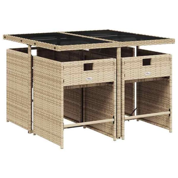Maison Exclusive - Puutarhakalusteryhmä tyynyillä 5 kpl Beige polyrottinki beige
