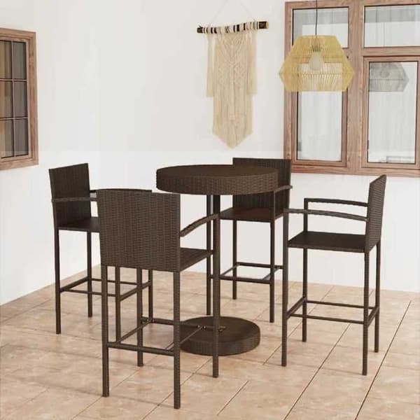Maison Exclusive - Trädgårdsbarset 5 delar Flätad resin Brun kastanj