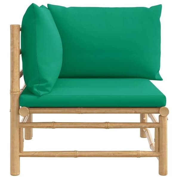 Maison Exclusive - U-formad trädgårdsoffa med bambugröna kuddar Bambu grön
