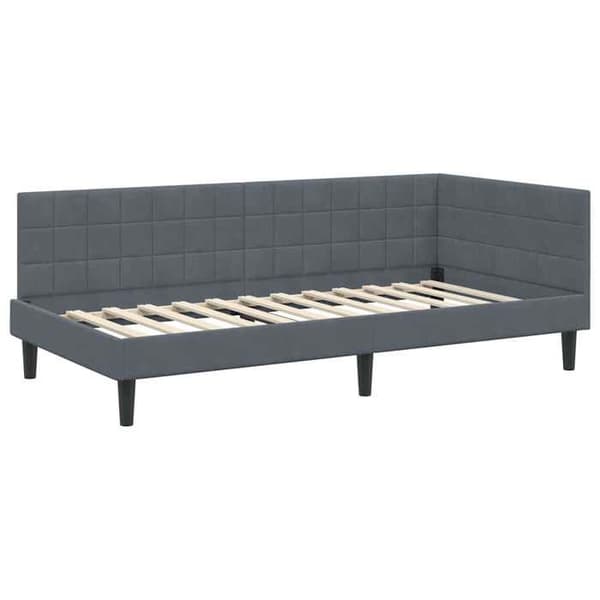 Sängram i hörn - EXKLUSIV HEM - Sammet - Mörkgrå - 90 x 200 cm - Multifunktionell bäddsoffa Mörkgrå