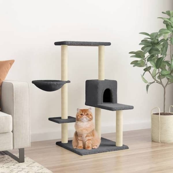 Maison Exclusive - Kattträd med sisal klöstrumpor mörkgrå 95 cm mörkgrå