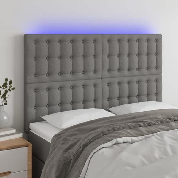 Maison Exclusive - LED-päätyharso Tummanharmaa 144x5x118/128 cm Kangas Mörkgrå