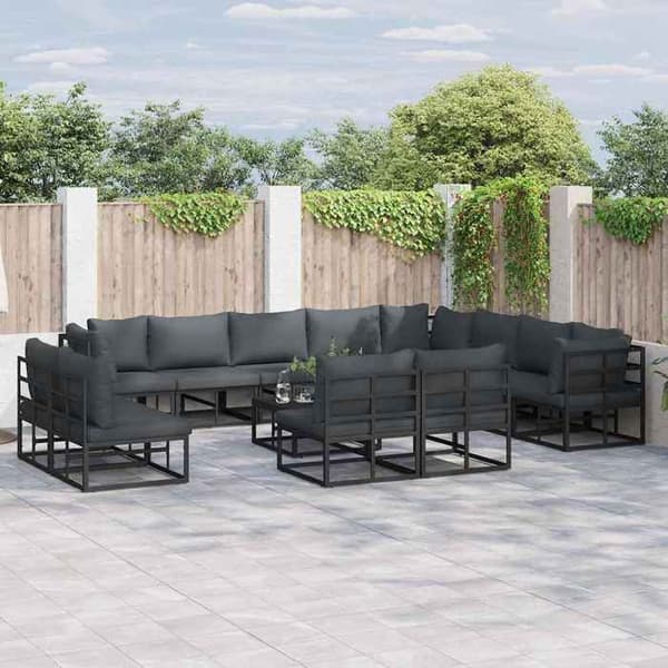 Maison Exclusive - Sæt af 12 pc have-sofaer Sort Aluminium Svart