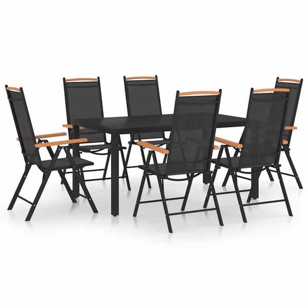 Maison Exclusive - Have spisebordssæt 7 dele Aluminium Sort