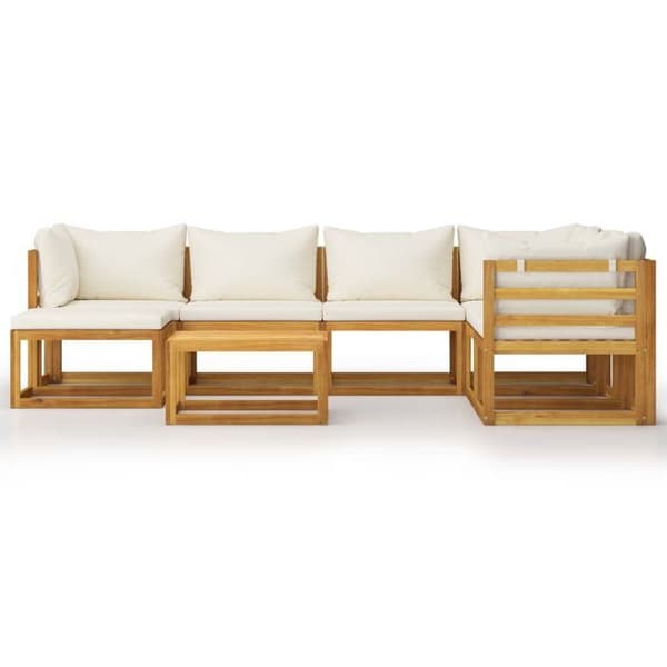 Maison Exclusive - Trädgårdsmöbler 8 delar med kuddar Creme Solid akaciaträ