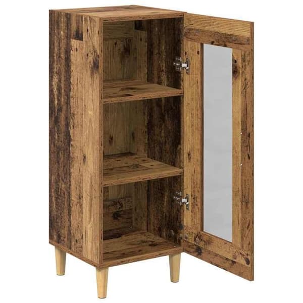 Buffet - EKSKLUSIVT HUS - 34,5x32,5x90 cm - Ingeniørtræ - Glasdøre - Stolpefødder