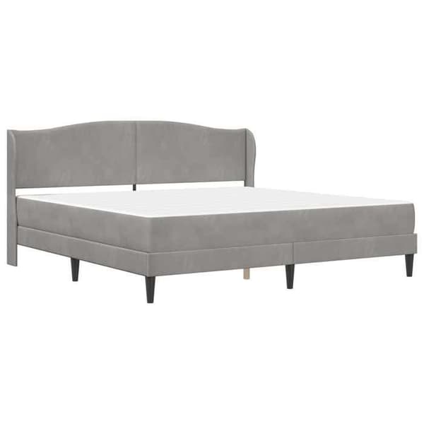 Maison Exclusive - Sängram med huvudgavel Ljusgrå 200 x 200 cm Sammet