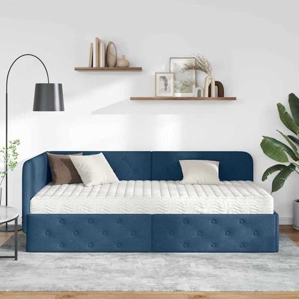 Maison Exclusive - Blå hörnsängram 90 x 190 cm tyg Blå