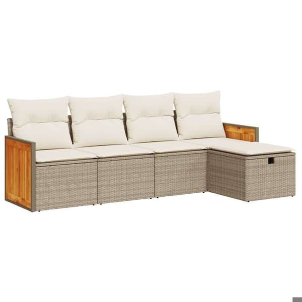Maison Exclusive - Trädgårdsmöbler med kuddar 5 delar beige flätad resin