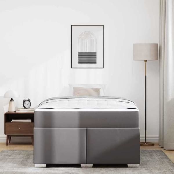 Sengestel - EKSKLUSIV HUS - 120 x 190 cm - Grå - Inkluderet lamelbund - Medium fast madras Grå