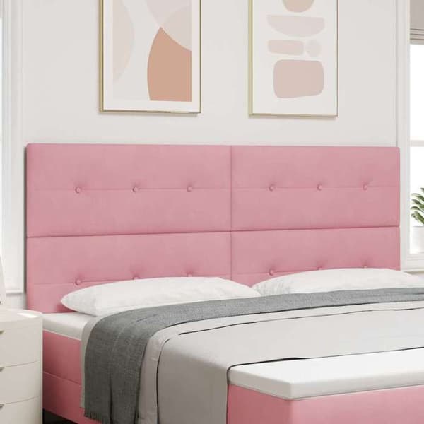 Hovedgærde - EKSKLUSIV HUS - Moderne - Rosa velour - 200 cm - Højdejusterbar Ros