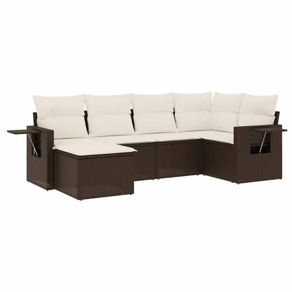 Maison Exclusive - Trädgårdsmöbler med kuddar 6 delar brun flätad resin