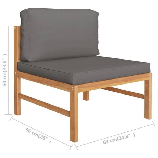 Central have-sofa - EKSKLUSIV HUS - Central - Holdbart teak - Mørkegrå polstrede puder - Let at flytte Mörkgrå