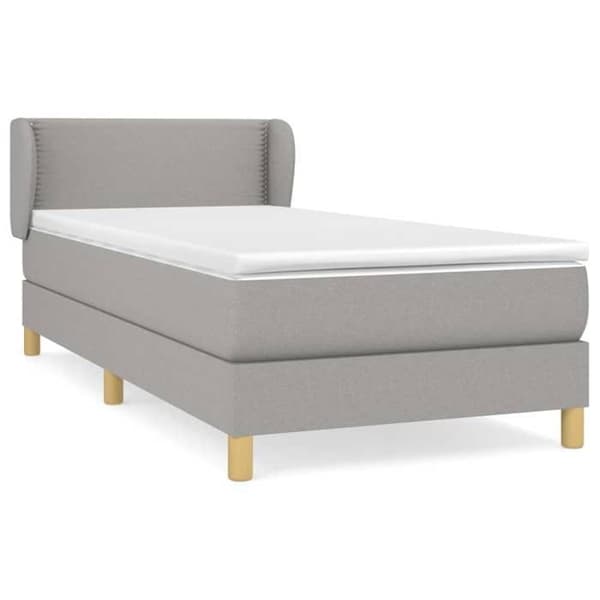 Maison Exclusive - Seng med lameller og madras Grå lys 100x200cm Stof