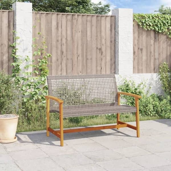 Maison Exclusive - Grå trädgårdsbänk 112 cm i flätad resin och akaciaträ Grå