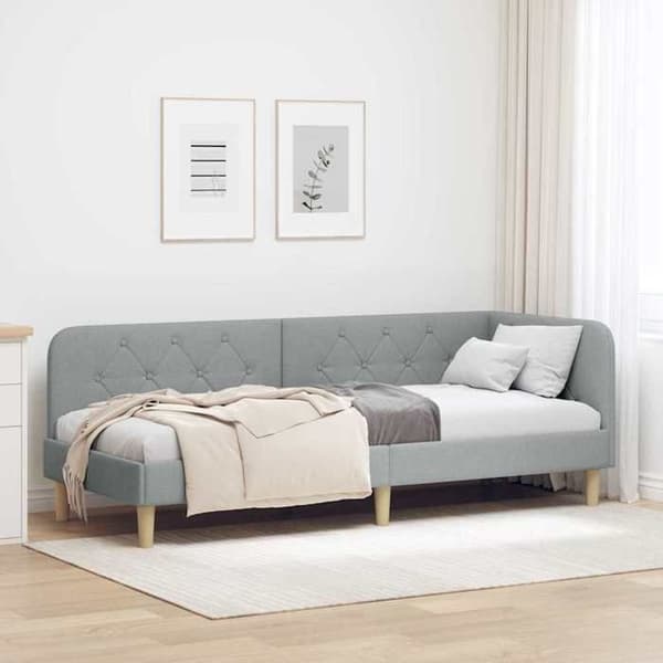 Vinkelsängram - EXKLUSIV HEM - Ram 80 x 200 cm - Ljusgrå - Polyester tyg - Vändbar armstöd Ljusgrått
