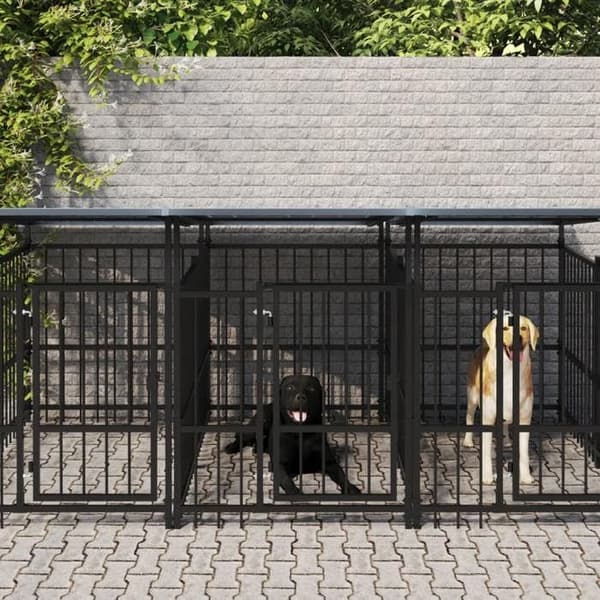 Maison Exclusive - Ulkoilma koirankoppi katolla, teräs 7,51 m²