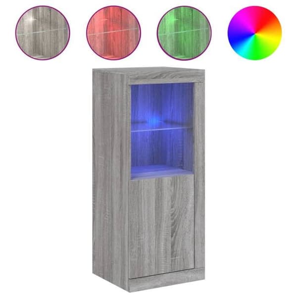 Maison Exclusive - Buffé med LED-lampor sonoma grå 41x37x100 cm