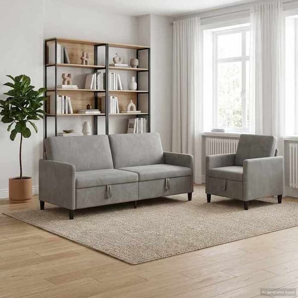 Maison Exclusive - Soffa med förvaring 2 st Grå polyester