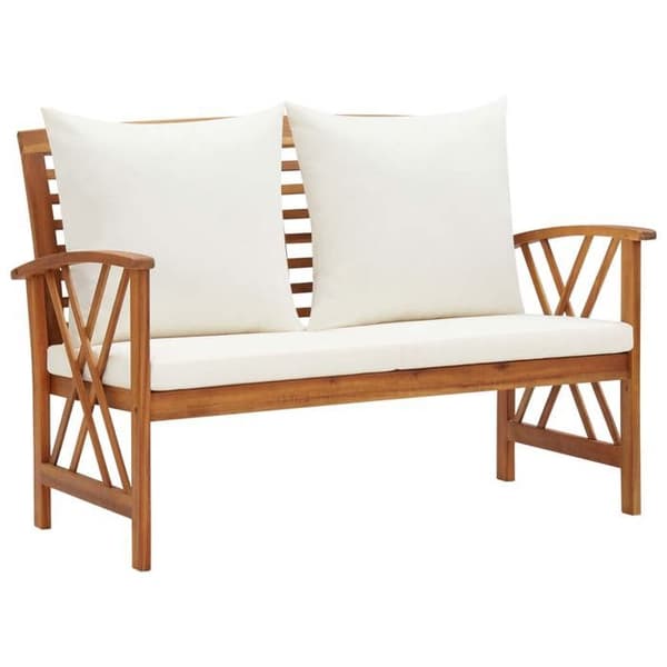 Maison Exclusive - Bænk til haven med puder 119 cm Solid akacietræ