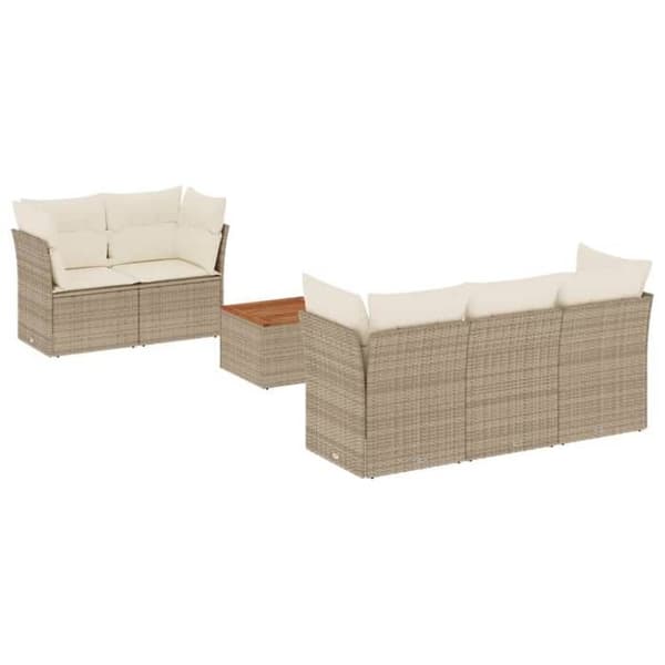 Maison Exclusive - Trädgårdsmöbler med kuddar 6 delar beige flätad resin