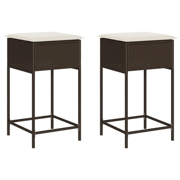 Maison Exclusive - Barstolar trädgård kuddar set om 2 brun flätad resin