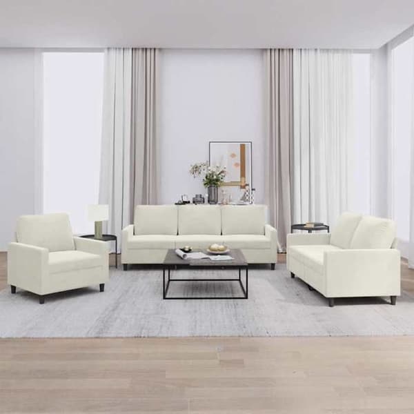 Maison Exclusive - Sæt af 3 sofaer med puder i cremevelour