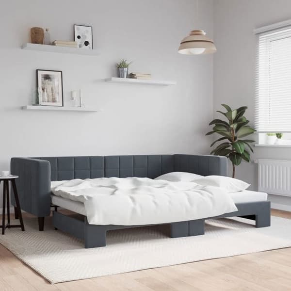 Maison Exclusive - Sovesofa med udtræk uden madras grå mørk 90x200 cm