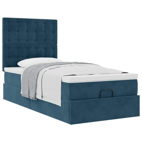Maison Exclusive - Ottoman sengemåde med mørkeblå madras 100x200 cm fløjlsstoft Mörkblå