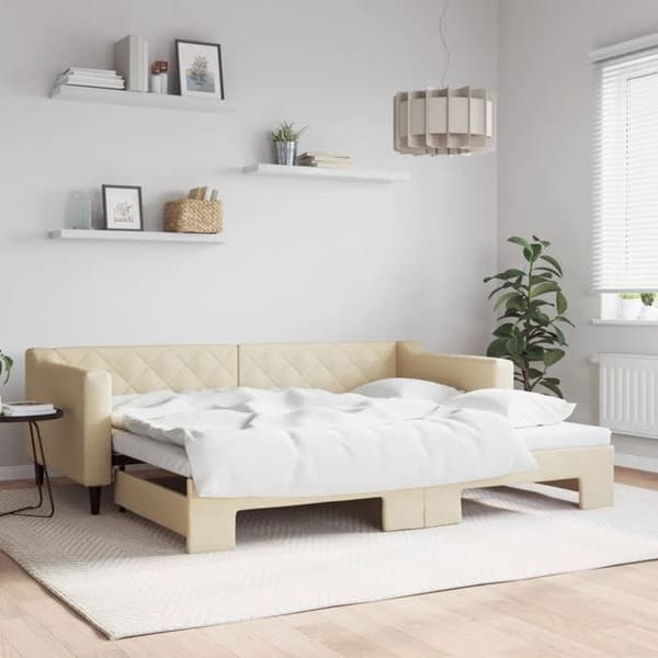 Maison Exclusive - Sovesofa med udtræk uden madras creme 90x200 cm